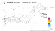 3時間降水量(現在の値)の分布図