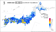 今日の3時間降水量の日最大値の分布図