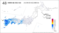 48時間降水量（現在の値）の分布図