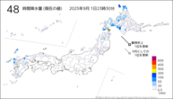 48時間降水量（現在の値）の分布図