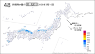 10日の48時間降水量の日最大値の分布図