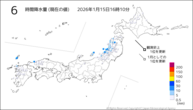 6時間降水量（現在の値）の分布図