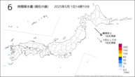 6時間降水量（現在の値）の分布図