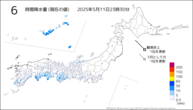 6時間降水量（現在の値）の分布図