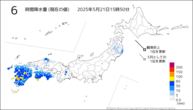 6時間降水量（現在の値）の分布図