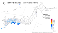 6時間降水量（現在の値）の分布図