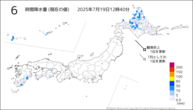 6時間降水量（現在の値）の分布図