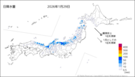 29日の日降水量の分布図