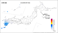 19日の日降水量の分布図