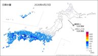 昨日の日降水量の分布図