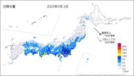 昨日の日降水量の分布図