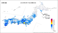 今日の日降水量の分布図