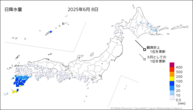 一昨日の日降水量の分布図