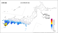 昨日の日降水量の分布図