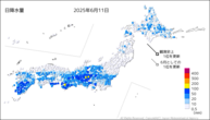 今日の日降水量の分布図
