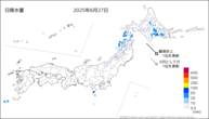 27日の日降水量の分布図