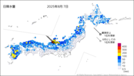 昨日の日降水量の分布図