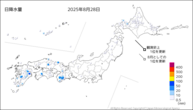 今日の日降水量の分布図