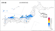 7日の日降水量の分布図