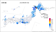 一昨日の日降水量の分布図
