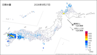 27日の日降水量の分布図