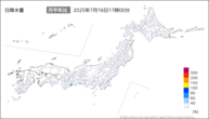 日降水量（現在の値）の月平年比の分布図
