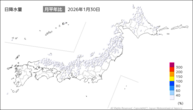 30日の日降水量の分布図