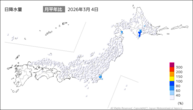 4日の日降水量の分布図