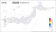 21日の日降水量の分布図