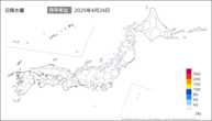 24日の日降水量の分布図