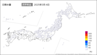 4日の日降水量の分布図