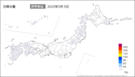 5日の日降水量の分布図