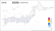 6日の日降水量の分布図