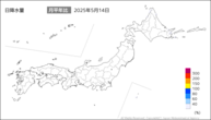 昨日の日降水量の分布図