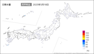 18日の日降水量の分布図