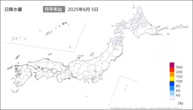 5日の日降水量の分布図