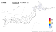 7日の日降水量の分布図