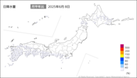 一昨日の日降水量の分布図