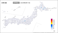 今日の日降水量の分布図