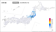 21日の日降水量の分布図