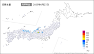 23日の日降水量の分布図