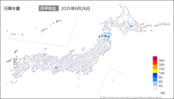 26日の日降水量の分布図
