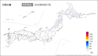 27日の日降水量の分布図