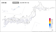 昨日の日降水量の分布図