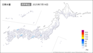 一昨日の日降水量の分布図