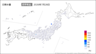 28日の日降水量の分布図