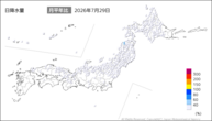 29日の日降水量の分布図