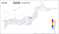 一昨日の日降水量の分布図