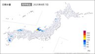 昨日の日降水量の分布図
