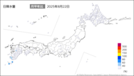 22日の日降水量の分布図
